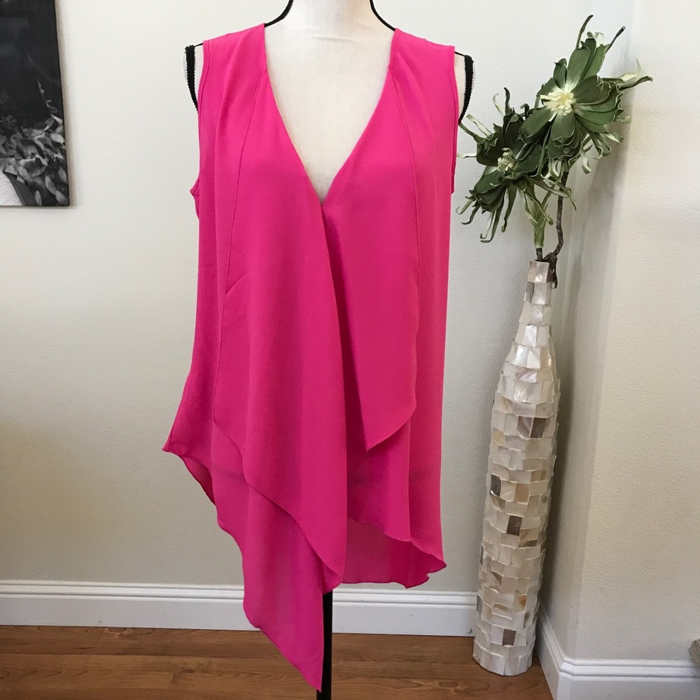 NWOT Venus hot pink chiffon handkerchief blouse